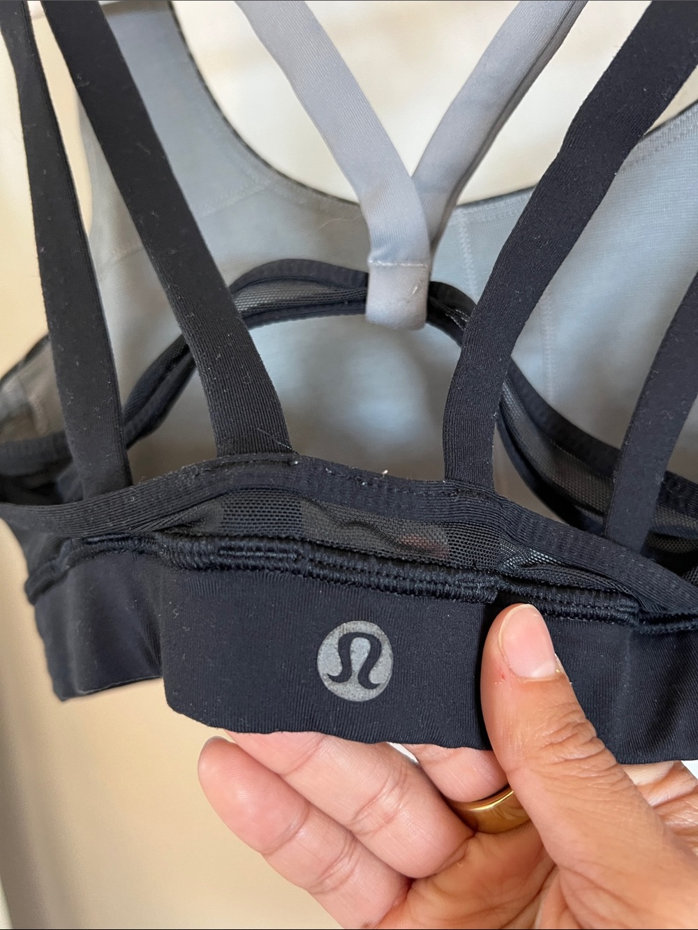 Lululemon grey and black sports bra. Faded logo on back, see picture - Picture 3 of 3